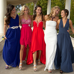 Girls laughing and having fun at prom